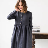 Long sleeve Maxi MAMA linen dress - notPERFECTLINEN EU