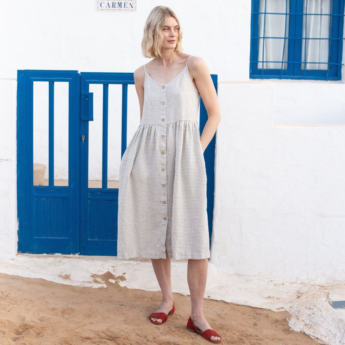 SARAH button down slip linen dress - notPERFECTLINEN EU